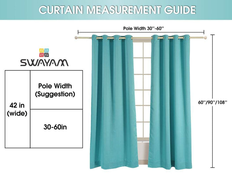 Swayam Blackout Window Curtain Set 2 for Bedroom, Guest Room - Thermal Insulator, Comes with Readymade Eyelets, Triple Layer Weave (5Ft) Noise Dampener, Machine Washable - Blue