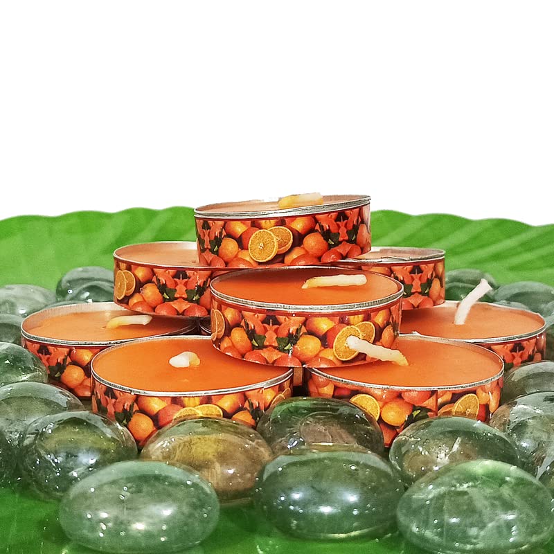 Charanam Tea Light Aroma Candle 20 Pcs Pack - Orange (Pack of 3)