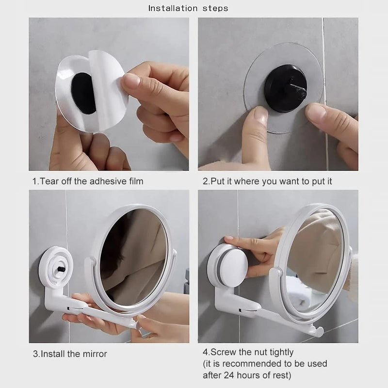 Azelf Toilet Mirror Wall Mounted Small No Punching Bathroom Mirror Student Dormitory Foldable Dressing Makeup Mirror