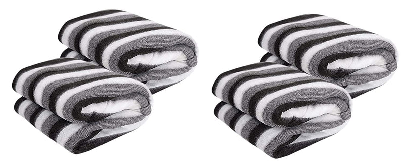 WONDERLOOK Single Bed Donation Woollen Standard Polo Blanket (Black and White) -Pack of 4 Pieces