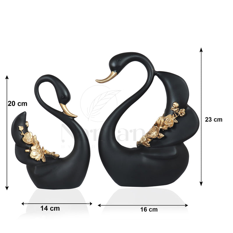 nantan Decorative Love Bird Showpiece Idol, Perfect for Home décor & Gift (Swan_Black)