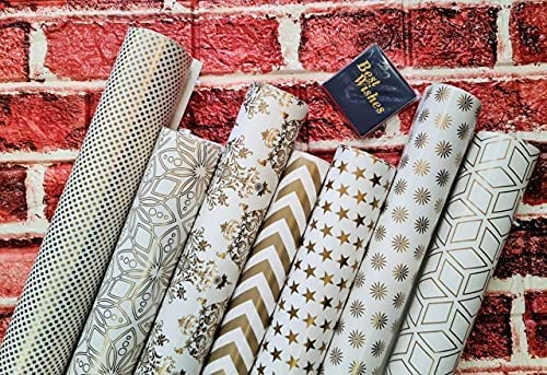 SATYAM KRAFT 5 Pcs Gift Wrapping Paper sheet,rapping roll material for Packing Birthday, Anniversary, occasions events, crafts, Return Gifts wrapper,Scrapbooking(Pack of 5)(Mix) (Golden)(28 x 19 In)