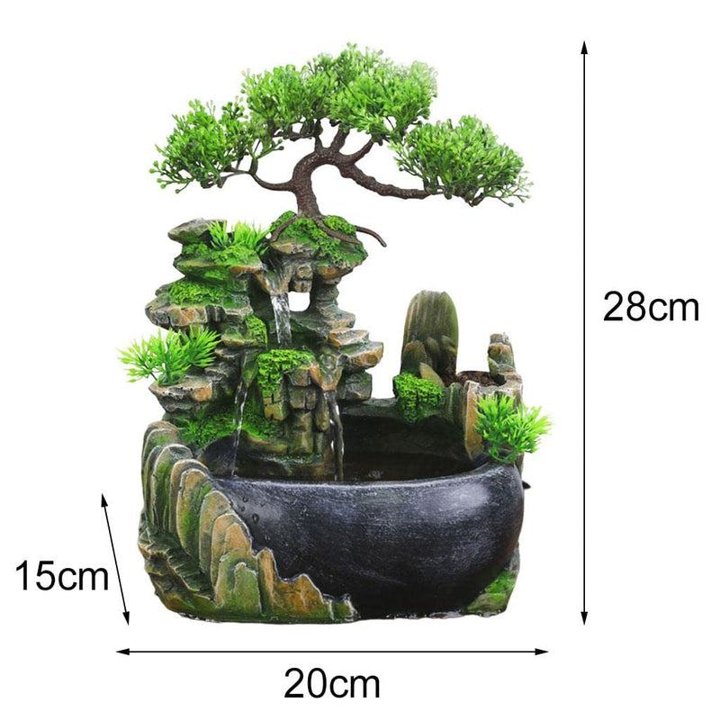 CALANDIS® Table Fountain Rockery Landscape Bonsai Statue Spray Water Fountain No Fog | Resin