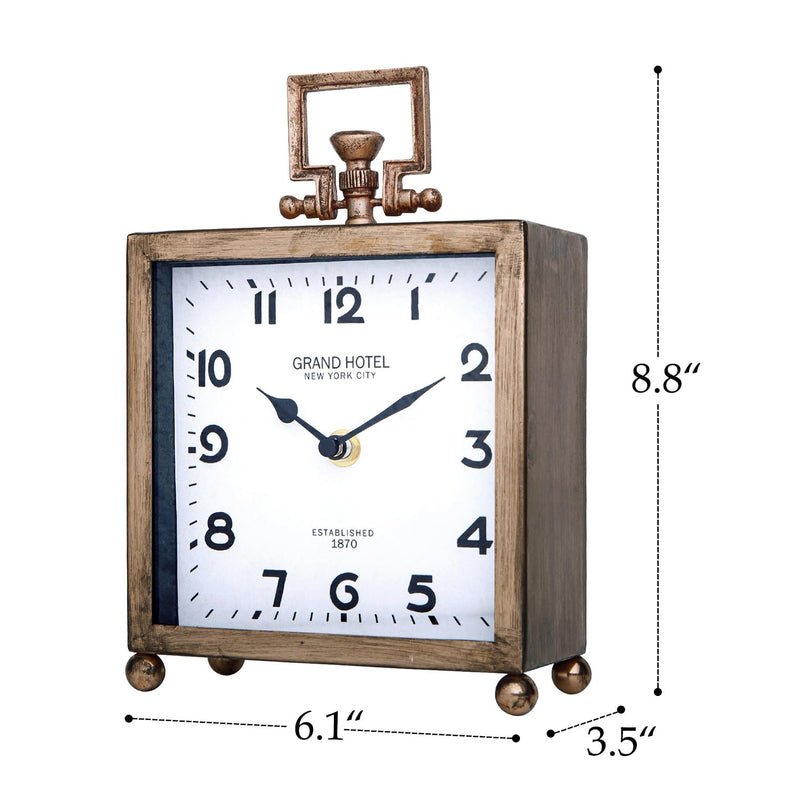 NIKKY HOME Metal Desk Clock, Silent Non-Ticking Classic Analog Table Clock for Living Room Decor Shelf - Chic Home Décor for Desktop, Countertop