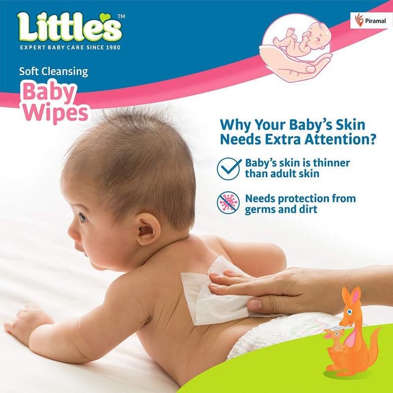 Little's Soft Cleansing Baby Wipes Lid, 80 Wipes (Pack of 5)