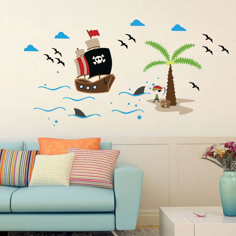 Delight Art Pirates Ship on sea Wall Sticker Size - ( 86*44 ) cm Model id - ( DAMC00475L )