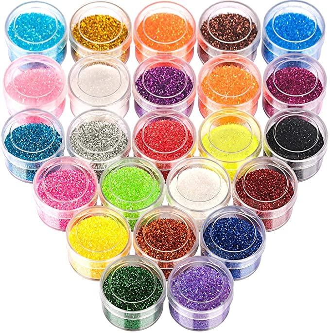 Jhintemetic® 12 Colors Glitter Set, Fine Glitter for Resin, Arts and Craft Supplies Glitter, Festival Glitter - Set of 12