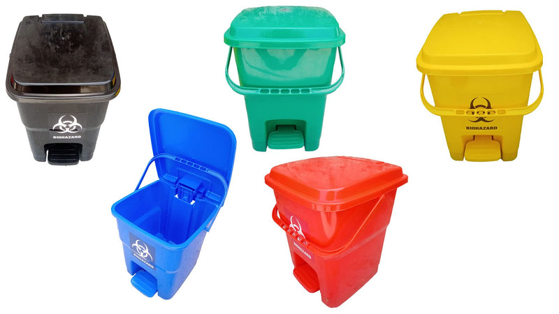 GOMSUN 12 LTR BIO MEDICAL WASTE PEDAL DUSTBIN COLOR CODED DUSTBIN (RED+YELLOW+BLUE+GREEN+BLACK IN PACK OF 5)