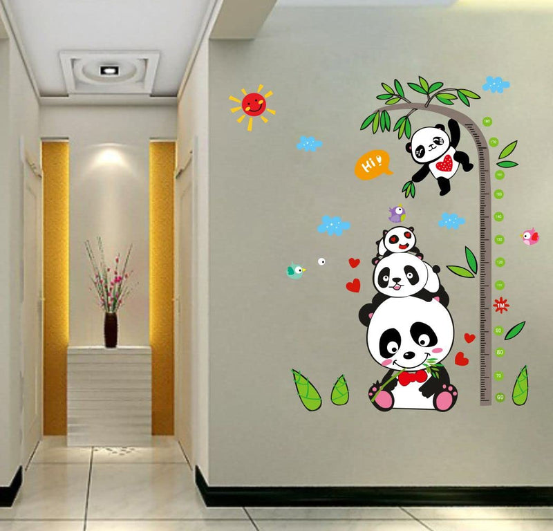 Divine Printry Panda Height Measure Design Wall Sticker Size - (58 * 63) cm - (DP0000619L)