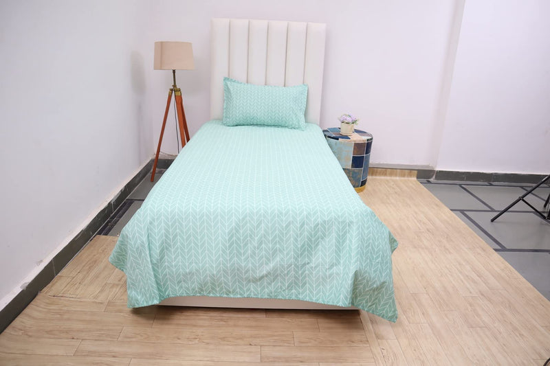 RD TREND Presents Glace Cotton 180TC Single Flat Bedsheets(Size-90 X 60 Inch) with 1 Pillow Covers(Size-18 X 28) (Solid Green)