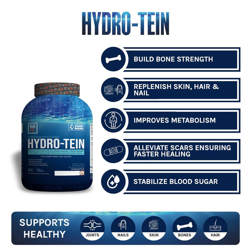 Klr.Fit Hydro-Tein | Whey + Collagen Supplement for Women & Men | Supports Healthy Skin, Hair, Nails, Bone & Joint. (Pure-Berries)