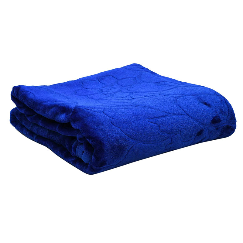 HANUMANT Ultra Soft Microfiber Luxurious Embossed Very Warm Korean Mink Single/Double Bed Blanket for Winter (Blue, Single Bed)