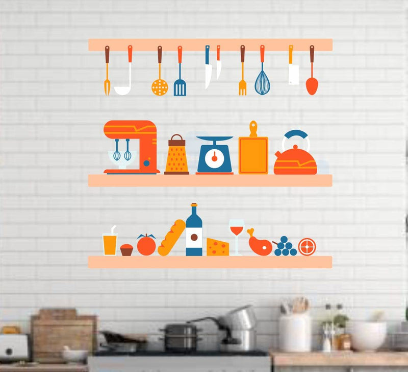 Delight Art Kitchen Utensils Medium Reusable Wall Sticker Size - (56 * 52) cm Model id - (DAMC00606L)