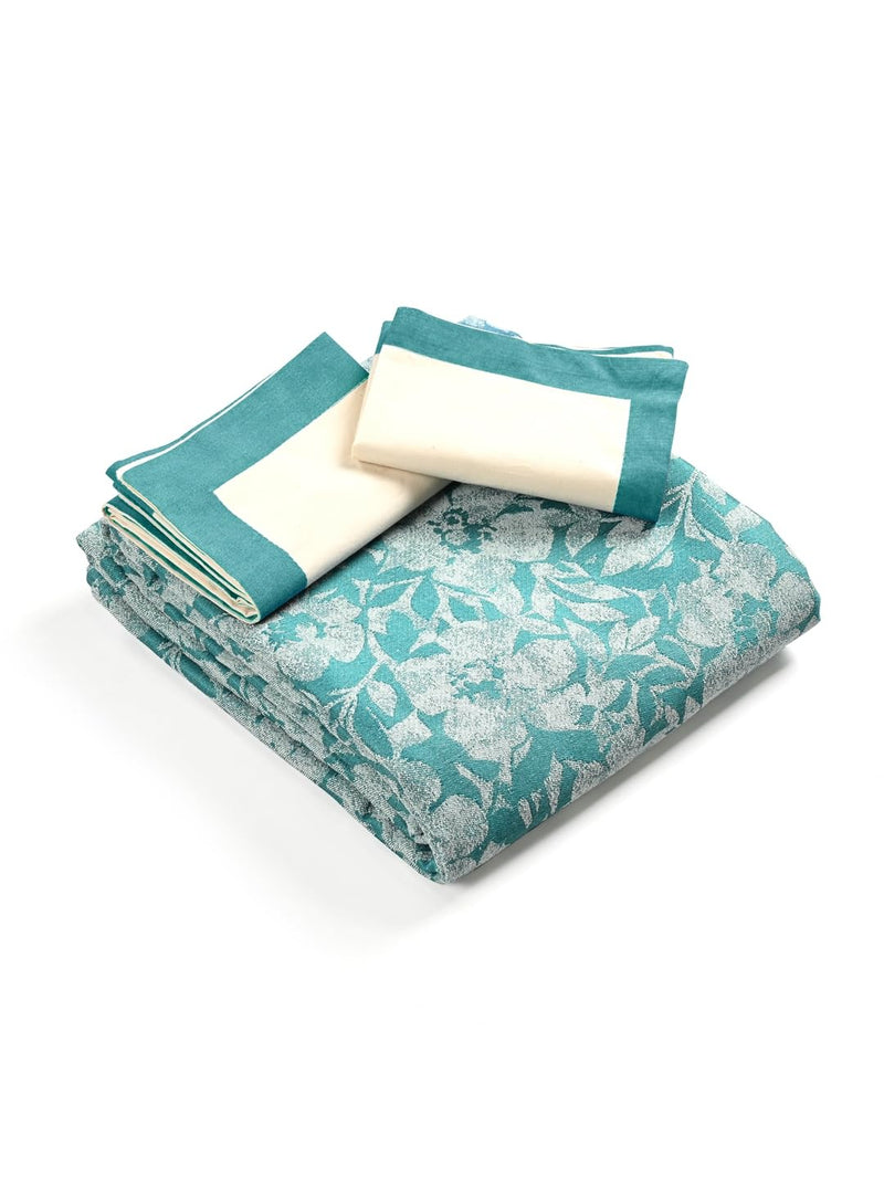 Saral Home Kanan Soft Cotton King/Queen Floral Breathable & Wrinkle-Free bedsheet for Double Bed. 1pc Queen Size bedsheet with 2 Pillow Covers [Teal 90"X100"]