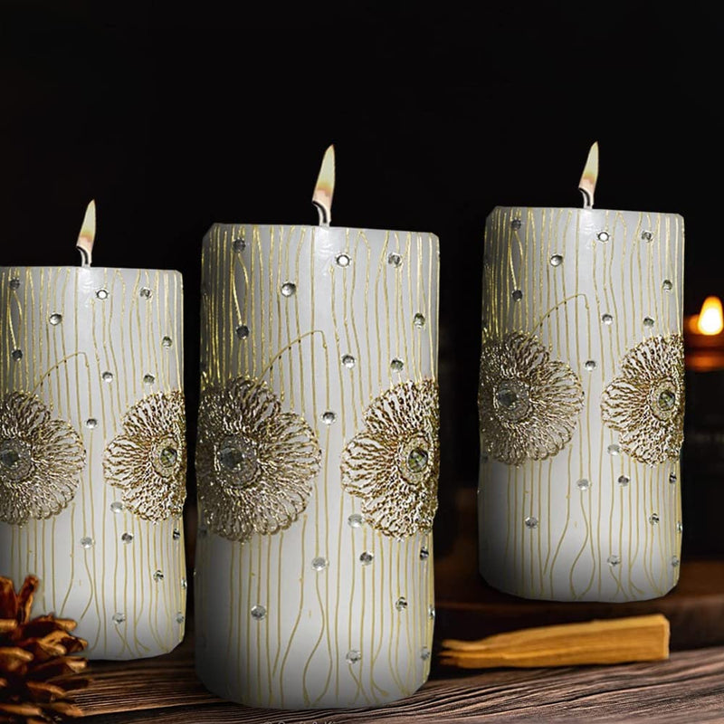 Tandem Multi Printed Pillar Candles Unscented for Home Decor, Spell, Ritual, Reiki, Decoration, Birthday (Set of 1) (15 x 7)