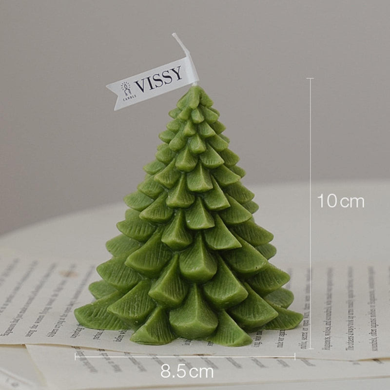 ATORSE® Christmas Tree Wax Scented Candle Creative Curve Home Decor Prop Olive Green