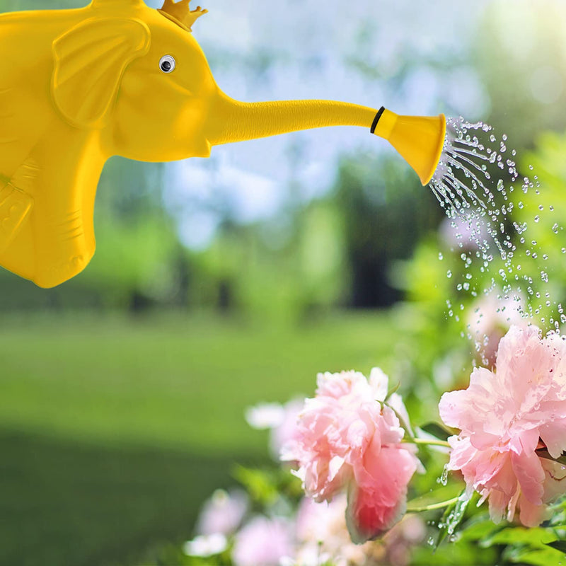 Heart Home Plastic Elephant Shape Watering Can for Plants & Garden 3 Litre (Yellow)