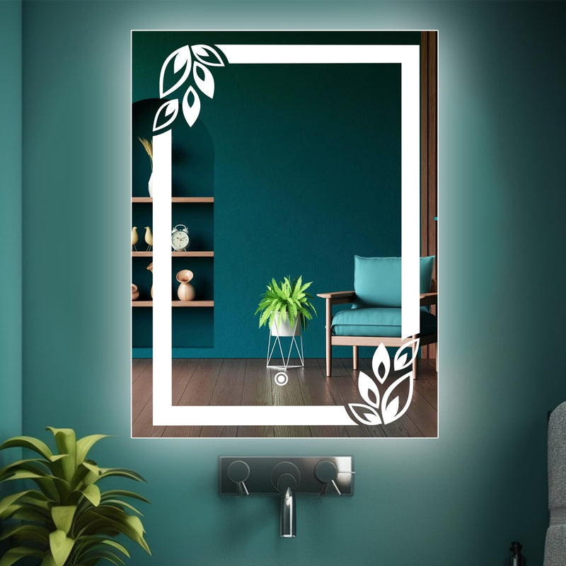 Sunsyze Bathroom Led Mirror | Backlit Bathroom Mirror with Imported Touch Sensor + Dimmer + White Light +Natural Light + Warm Light | 18X24 (Unframed, Rectangular, Wall)