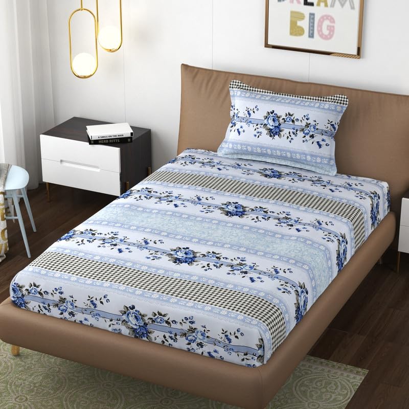 Florida Bedsheet for Single Size Bed with Pillow Cover and Made of Microfiber with Floral Print