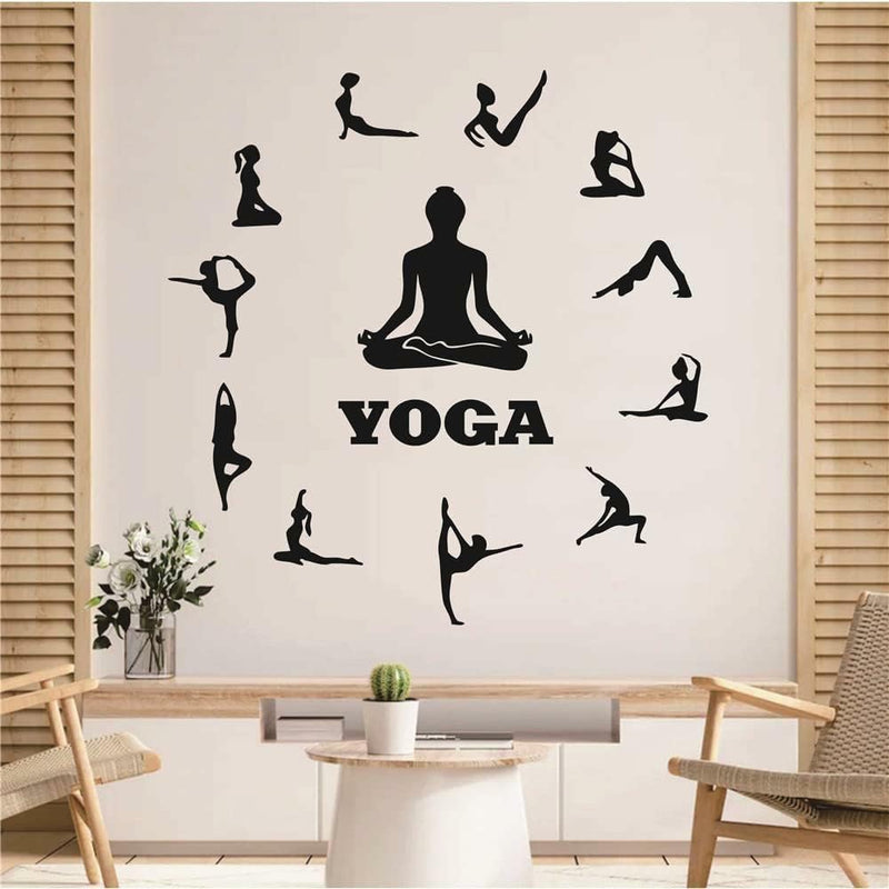 GADGETS WRAP Home Decor Yoga Posture Wall Decal Vinyl Art Yoga Meditation Wall Sticker for Bedroom Removable Living Room Studio