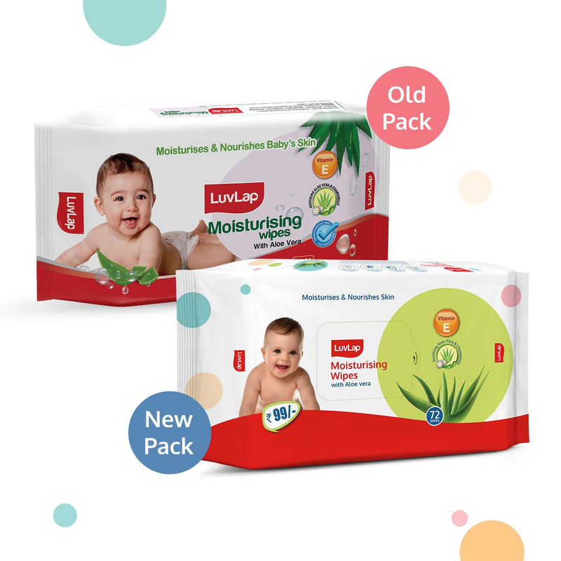 LuvLap Baby Moisturising Wipes with Aloe Vera, 72 Wipes/pack, Pack of 3 Combo