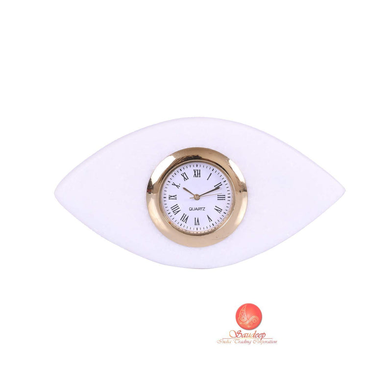 Poppins Eye Shape Dentist Desk Marbel Table Clock for Decor and Paper Weight, Ideal for Dentists and Doctors