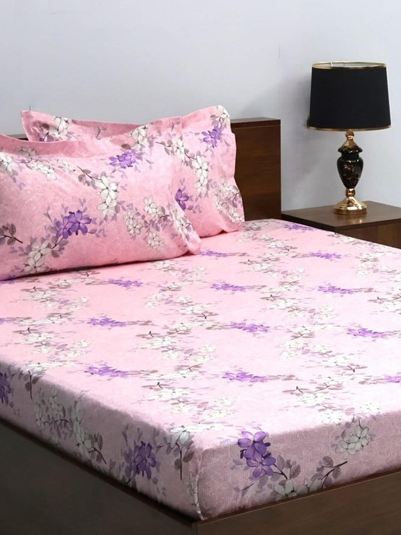 Bombay Dyeing King Size Bedsheet,144 Thread Count, Size: 274cm x 274cm,100% Cotton, with 2 Pillow Covers, 7497 (King, Pink)