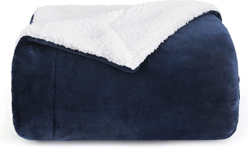 BSB HOME Sherpa Fleece Blanket Single Size Winter Super Soft Extra Warmest and Heavy Thick Winter 500GSM Bed Blankets for Couch Sofa Bed, 60" X 90" (Blue)