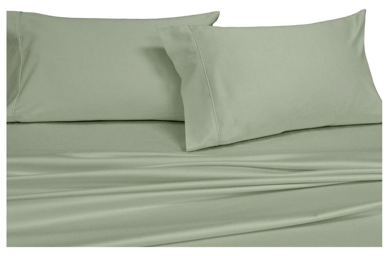 Solid Sage Split-King: Adjustable King Bed Size Sheets, 5PC Bed Sheet Set, 100% Cotton, 300 Thread Count, Sateen Solid, Deep Pocket, by Royal Hotel