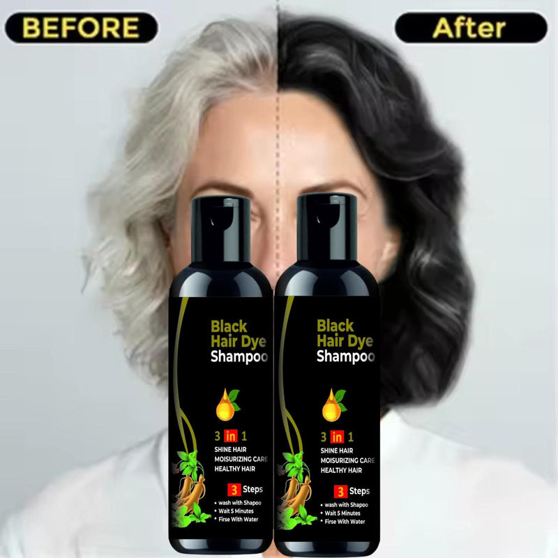 Unisex Instant Black Herbal Hair Dye Shampoo for Grey Hair Coverage Shampoo 3 in 1(100ml) Pack Of 2
