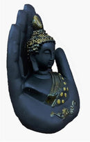 Black-Golden Handcrafted Meditating Palm Buddha Idol