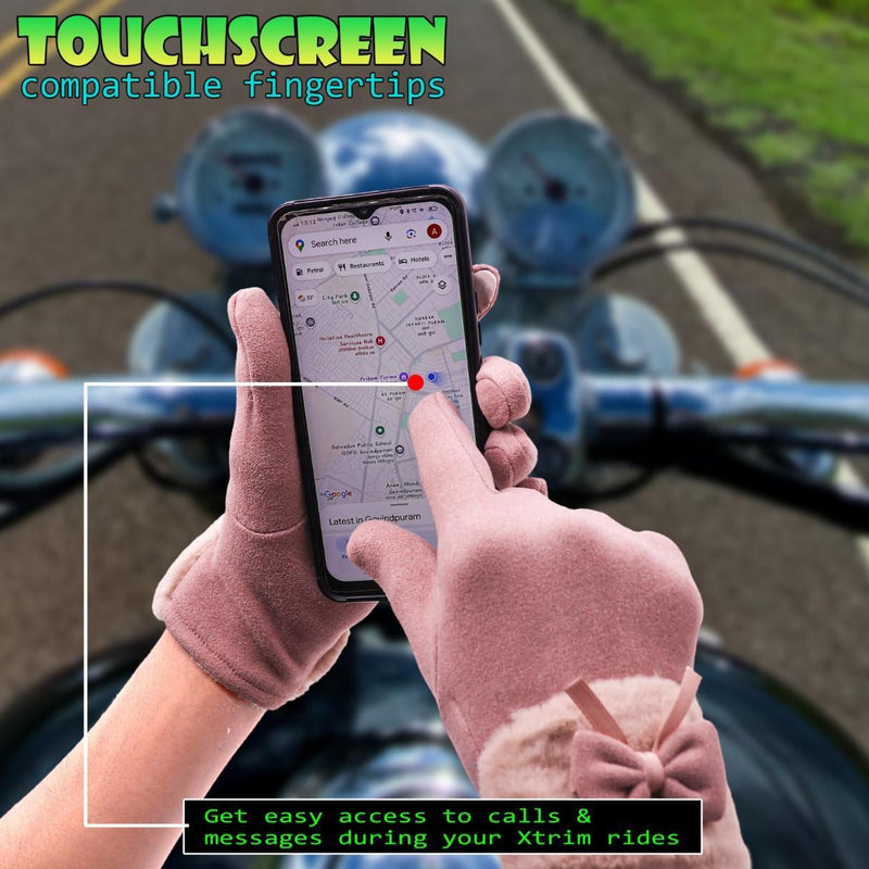 Women's Winter Warm Gloves with Cute Bow & Touched Screen