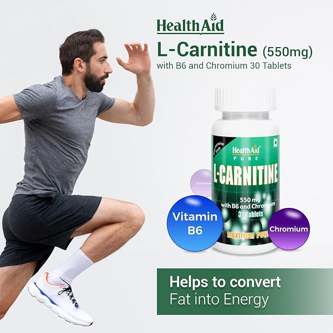 HealthAid I L-Carnitine 550 mg with Vitamin B6 I Chromium I 30 Tablets