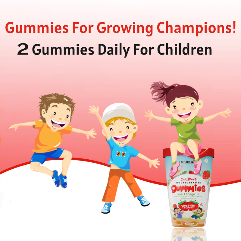 HealthAid® Children's Multivitamin Gummies with Omega 3 (Strawberry Flavour) - 60 Gummies