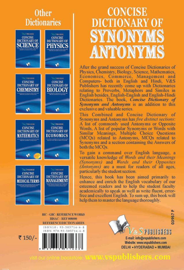 Concise Dictionary Of Synonyms Antonyms