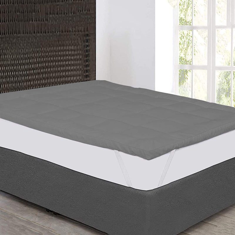 Linenovation 1000GSM Hollow Fibre Mattress Padding/Topper Grey forCalifornia King Size Bed-78 Inch X 84 Inch