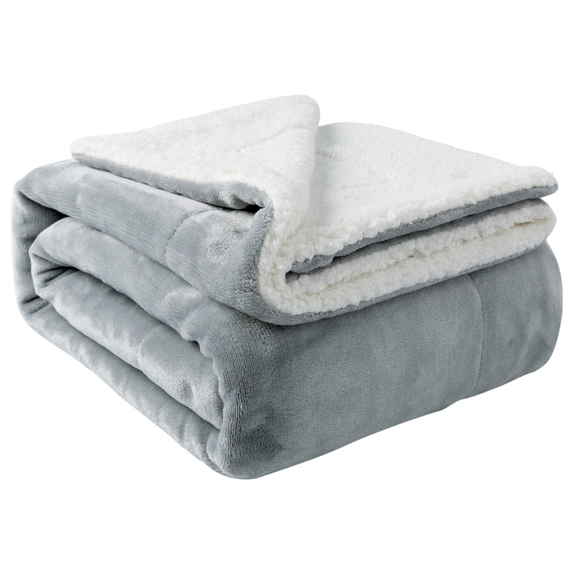 Nanpiper Sherpa Blanket Twin Thick Warm Blanket for Winter Bed Super Soft Fuzzy Flannel Fleece/Wool Like Reversible Velvet Plush Blanket (Light Grey Twin Size 60"x80")