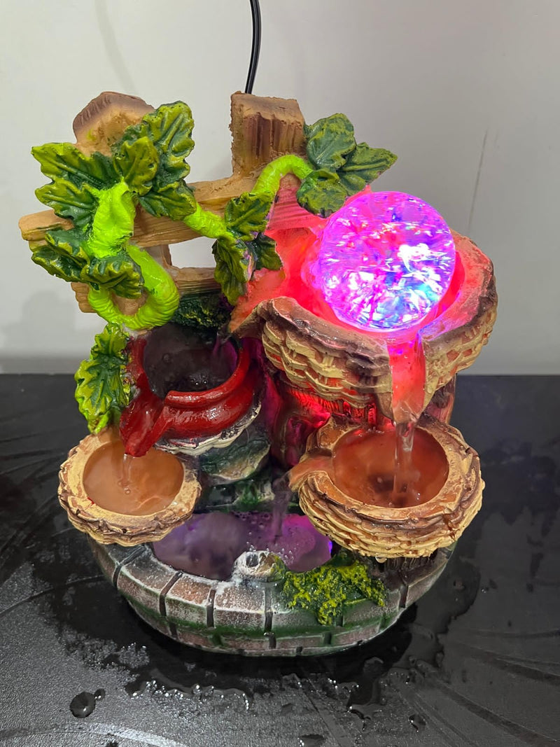 Table Top Indoor Water Fall Fountain with LED Lights and Rotating Ball Home Decor Decoration