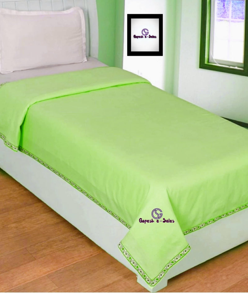 Gopesh e-Sales® Topsheets for Sleeping Pure Cotton Soft Light Weight All Season Single Bed Top Sheet, Summer Quilt, Cotton Dohar, Chadar Pack of 1 (Green)