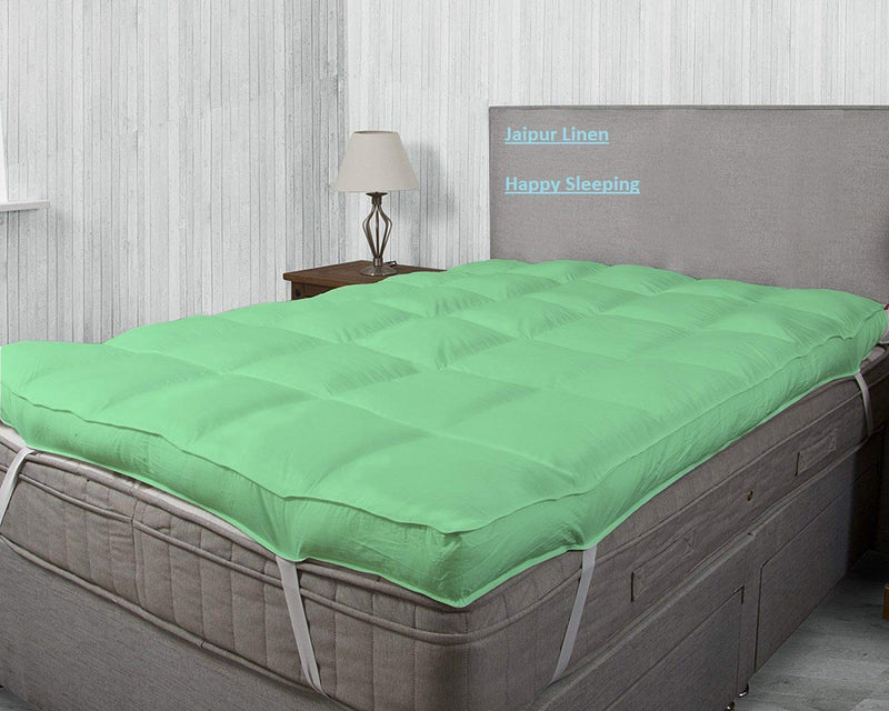 Jaipur Linen 3000 GSM Large Twin Size Bed Finest Imported Super Microfiber Soft Mattress Padding/Topper-(48 * 75in)-Mint Green