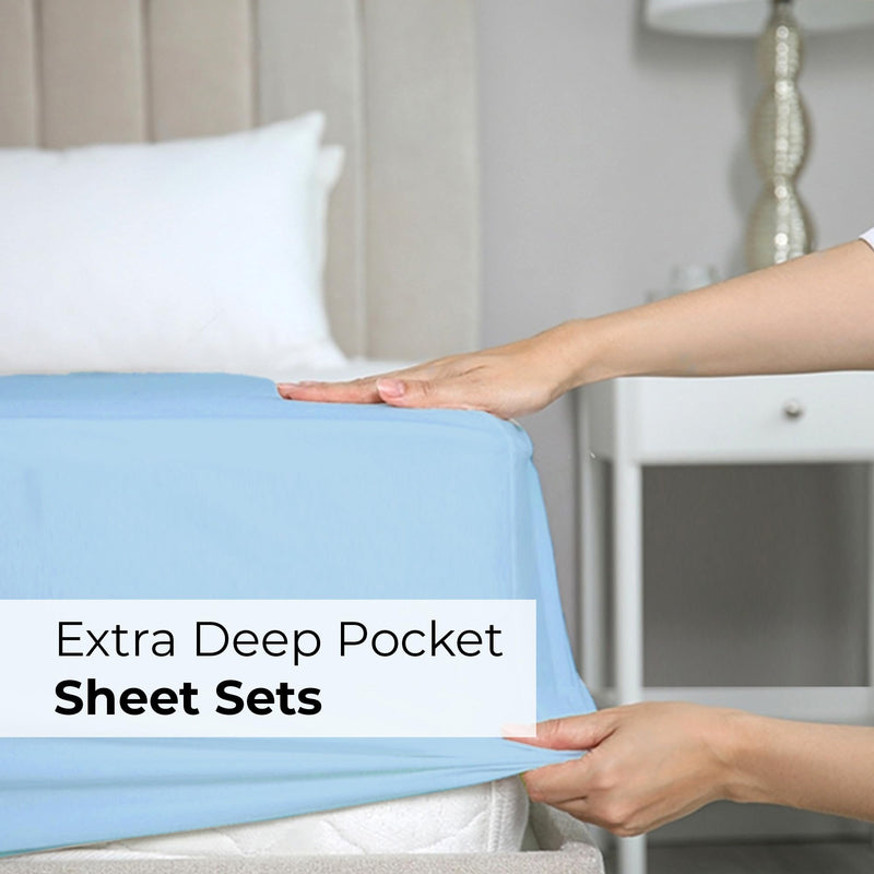 Extra Deep Pocket Sheets - 4 Piece Sheet Set - Cal King Size Sheets Deep Pocket - Extra Deep Bed Sheets - Deep California King Fitted Sheet Set - Super and Ultra Deep Sheets - for Extra Deep Mattress