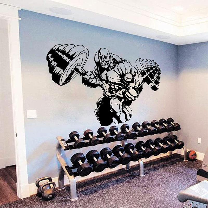 GADGETS WRAP Vinyl Decal Sticker Gym Bodybuilding Muscle Man Barbel (Item Finish Size : 86cm x 56cm)