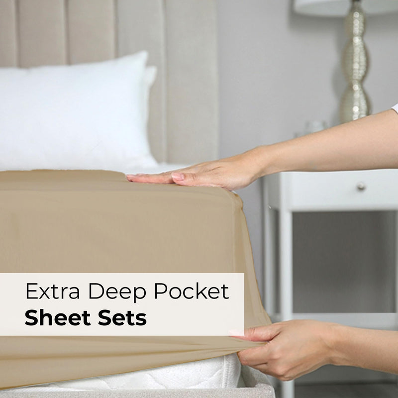 Extra Deep Pocket Sheets - 4 Piece Sheet Set - King Size Sheets Deep Pocket - Extra Deep Bed Sheets - Deep King Fitted Sheet Set - Super and Ultra Deep Sheets - For Deep Pockets Mattress - Fits Easily