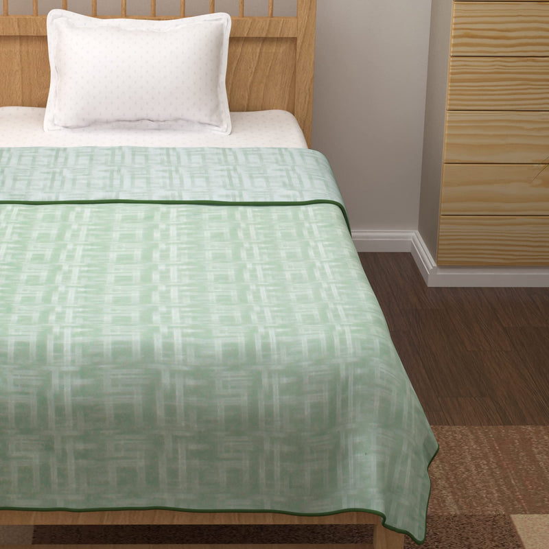 Story@Home Dohar Single Bed Cotton, Blanket for Winter,100% Cotton Reversible Light Weight Dohar Single| 144 X 220 CM|White and Green