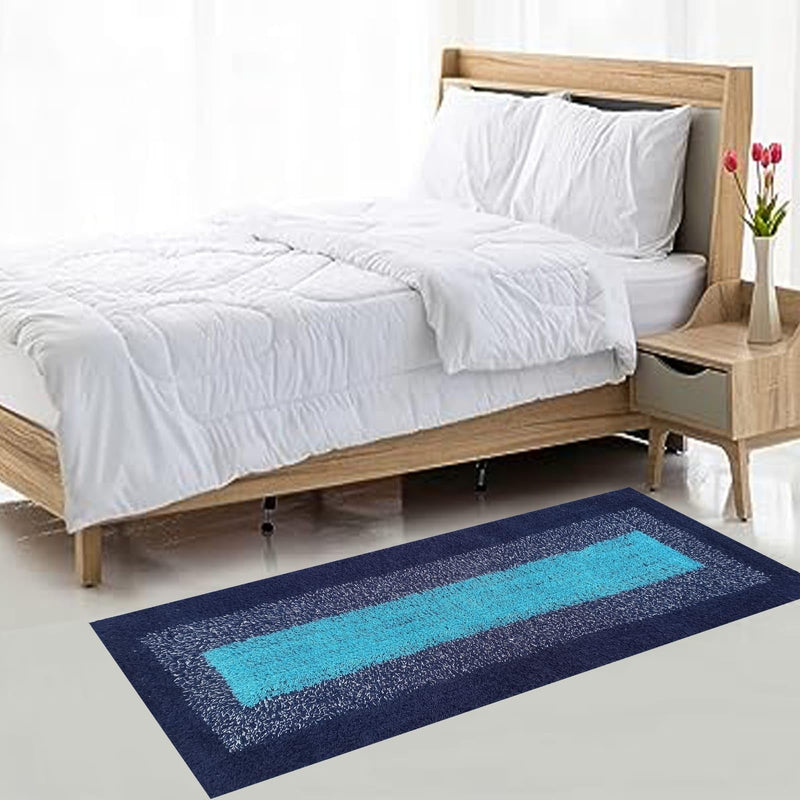 Cotton Multipurpose Set Of 2 Runner For Bedroom, Kitchen, Balcony, Floor Mat Doormat (Blue)