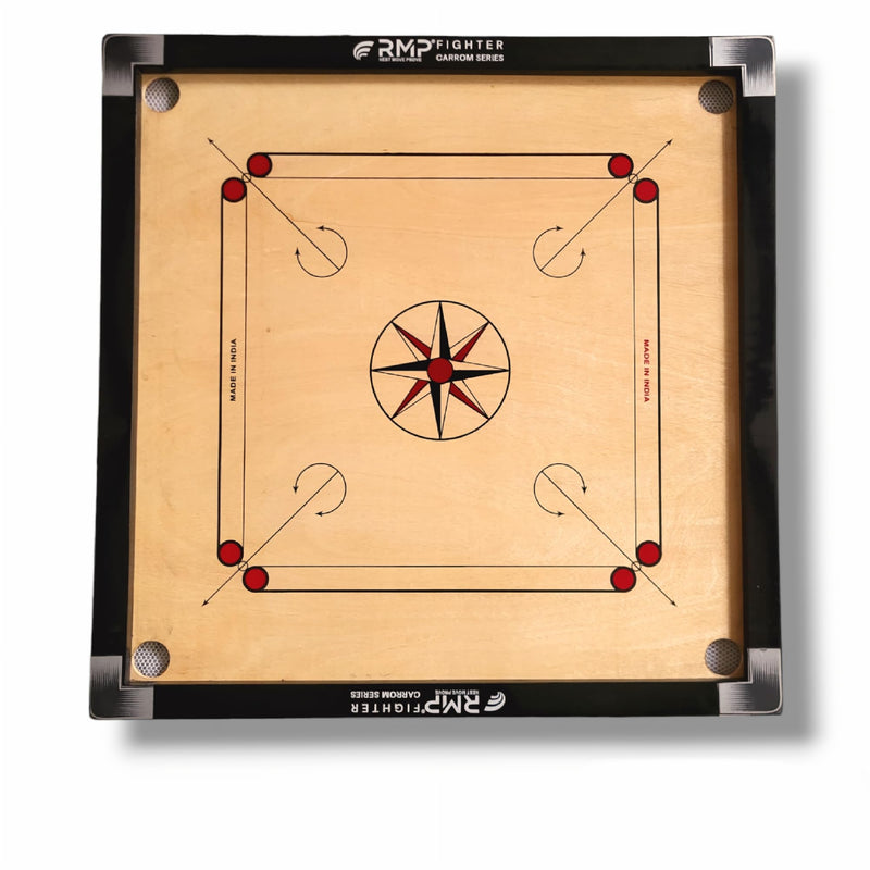 RMP Carrom Board 32 inch Full Size for Adults, Smooth Surface Glossy Finish with Carrom Coins, Striker 15g and Magic boric Powder with Ludo Board Game and Snake and Ladder Game.