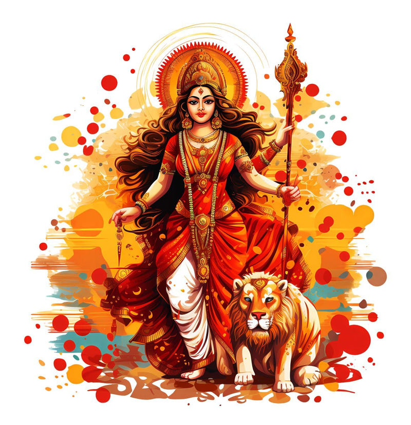 Decor Kraft Durga Maa Wall Sticker & Decal Vinyl Sticker 50 cm x 46 cm,Multicolour