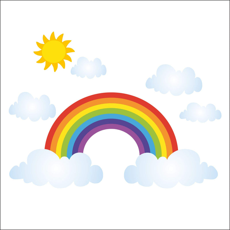 Sticker Hub Vinyl Rainbow and Clouds Wall Sticker 58 x 120 CM, Multicolour