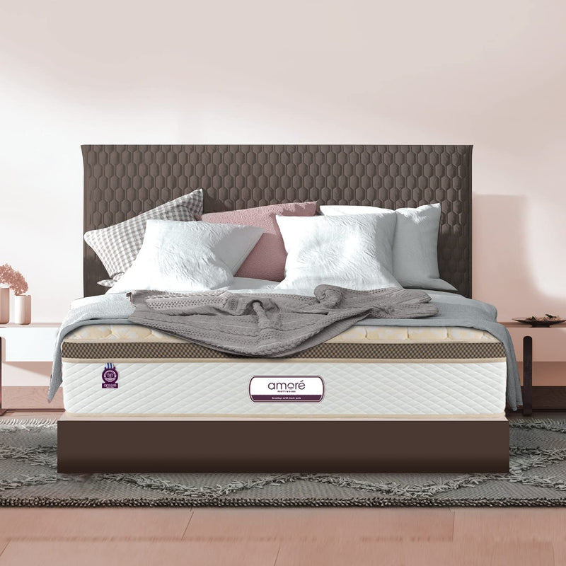 Amore Hybrid 8 Inch Eurotop Memory Foam,H R Foam & Pocket Spring Orthopedic King Size Mattress (78x72x8).