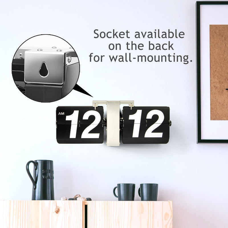 Betus [Retro Style] Flip Desk Shelf Clock - Classic Mechanical-Digital Display Battery Powered - Home & Office Decor 14 x 5.5 x 3.5 Inches